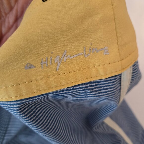 Quiksilver high Line Board Shorts Mens 34 Dryflight Blue Yellow stretch Beach - Picture 14 of 14